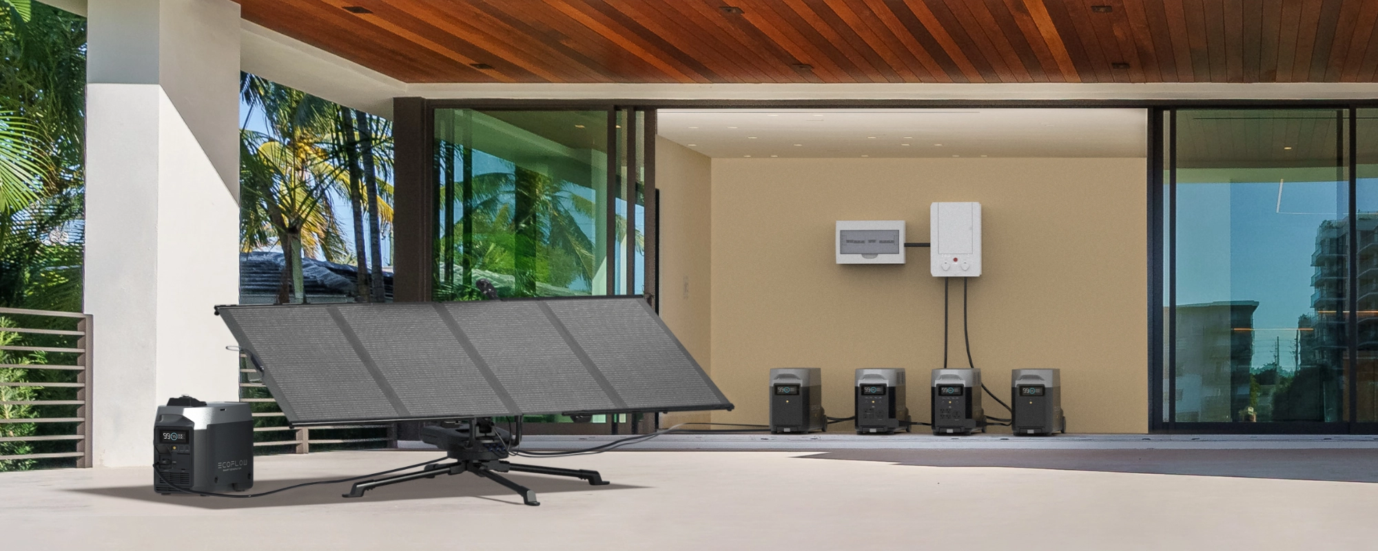 Przenośny panel solarny EcoFlow 400W na stojaku