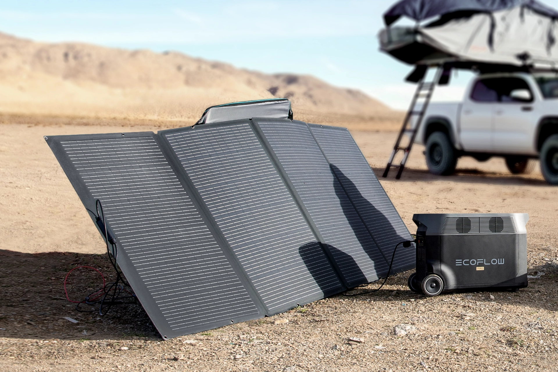 Przenośny panel solarny EcoFlow 400W na off-road