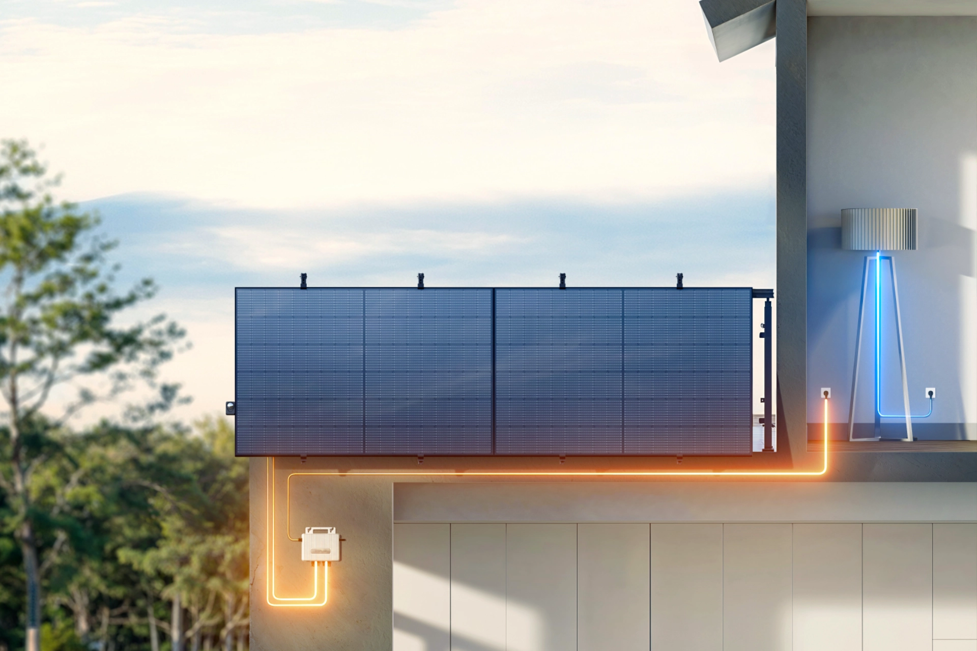 Mikroinwerter EcoFlow Stream podłączony do domowej sieci