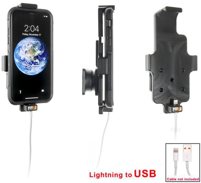 Uchwyt do Apple iPhone Xs w futerale z możliwością wpięcia kabla lightning USB
