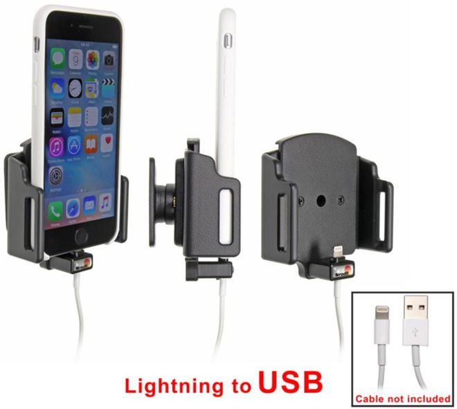 Uchwyt regulowany do Apple iPhone Xr w futerale lub obudowie o wymiarach: 62-77 mm (szer.), 2-10 mm (grubość) z możliwością wpięcia kabla lightning USB